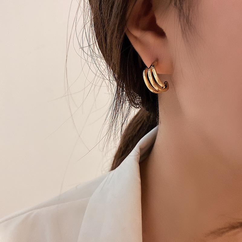 New Statement Retro Stainless Steel Earrings Fashion Bohemian Dangle Earrings for Women Punk Hip Hop Zircon Wmmens Wholesale