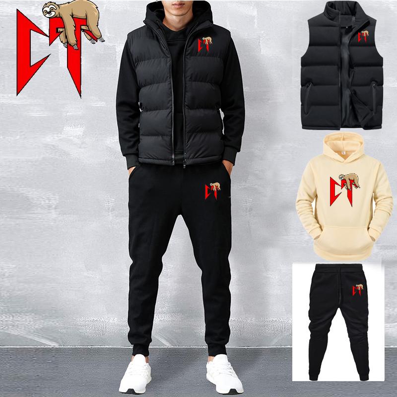 Pánské ležérní sety Vesta + Mikiny + Kalhoty 3dílná tepláková souprava Pánská sportovní souprava Hip Hop Oblečení na ven Tepláková souprava