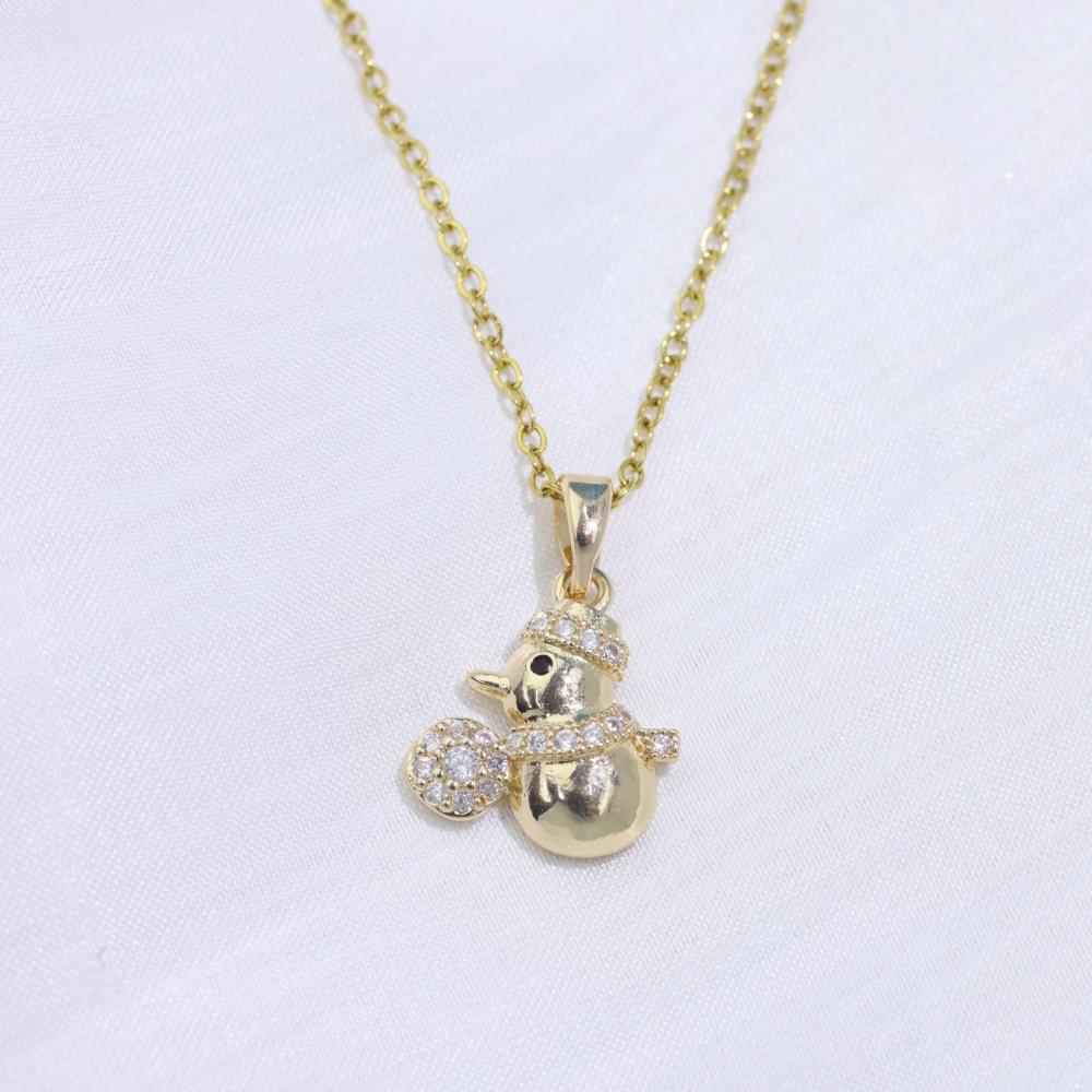 Exquisite Snowman Pendant Necklaces for Women Fashion Zirconia Necklace Wedding Party Jewelry Accessories