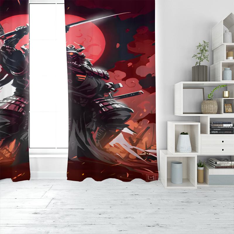 2pcs- Warring States General Polyester Curtains, Pole bag curtains 42*84, bedroom, living room, home room decoration