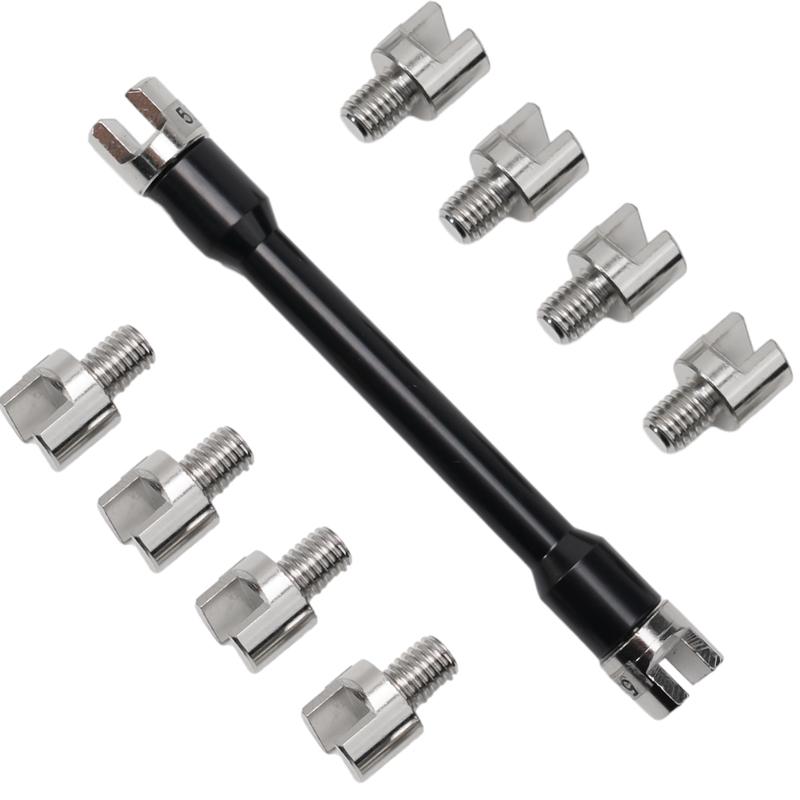 Complete Spoke Wrench Set for Motorcycles 10 Interchangeable Sizes in Steel with Portable Dustproof Storage Case