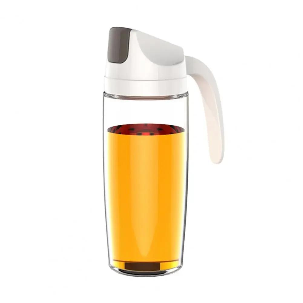 Leakproof Glass Oil Bottle Can Automatic Opening Seasoning Dispenser with Handle