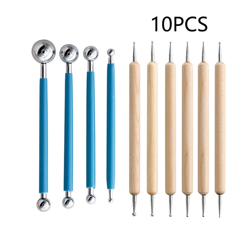 10-Piece Cross-Border Pottery & Clay Tool Set: Silicone Dotting Pens & Indentation Tools