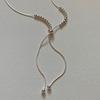 Fine Jewelry 925 Sterling Silver Y Shape Beaded Adjustable Necklace Sweater Necklace for Women