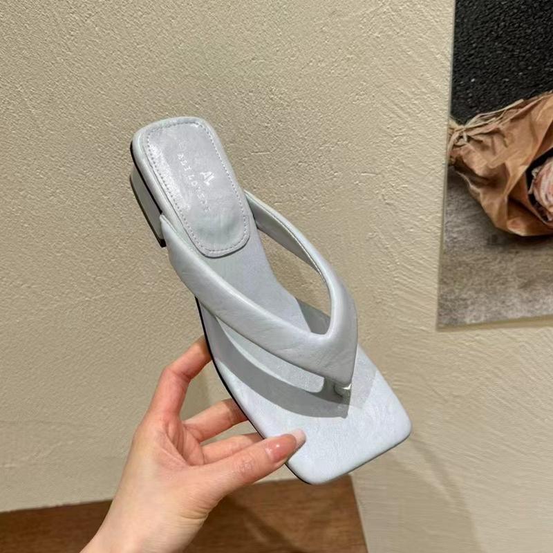 Fashion SUOJIALUN 2025 Summer Candy Color Women Slipper Fashion Square Toe Slip On Ladies Casual Flip Flop Square Low Heel Outdoor Slide