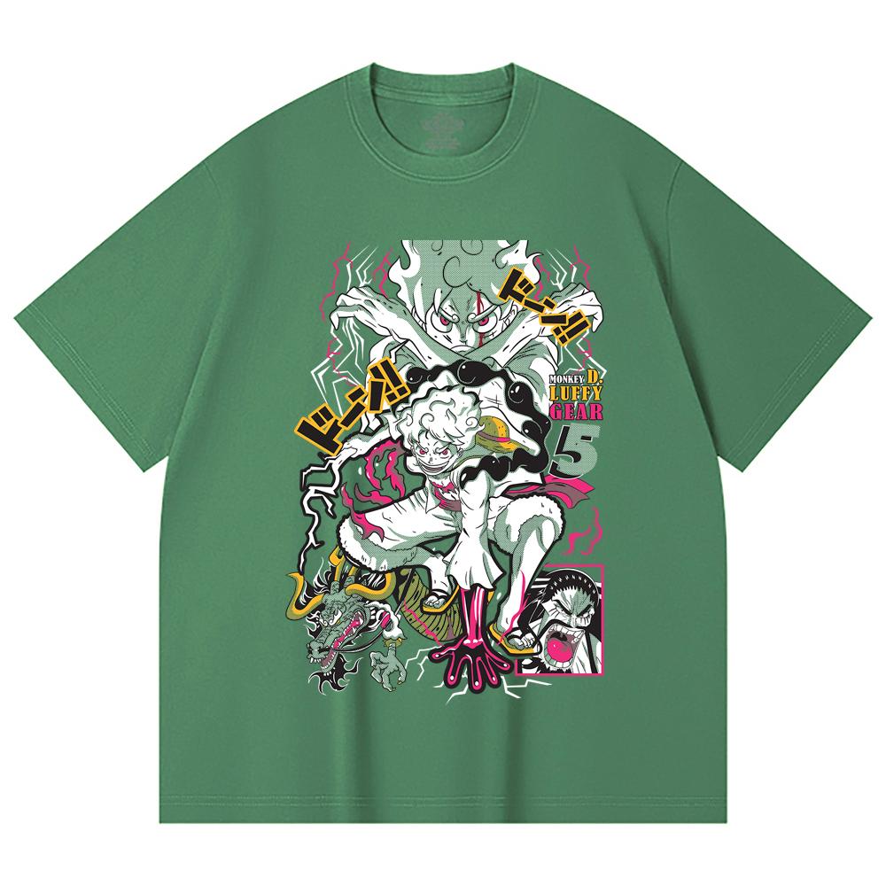 230 Gsm 100% Cotton One Piece V23 Luffy Gear Print Unisex Heavy Cotton T Shirt
