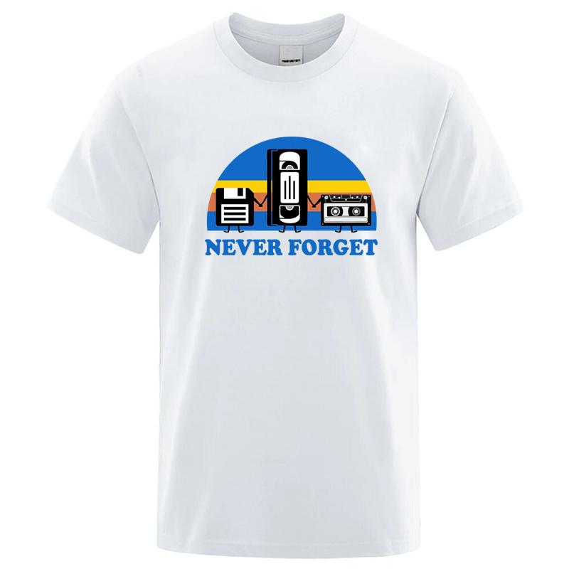 Summer T-shirt Never Forget Sarcastic Graphic Music Funny Printed T-Shirt Loose Casual Short Sleeve Men's Cotton T-shirt