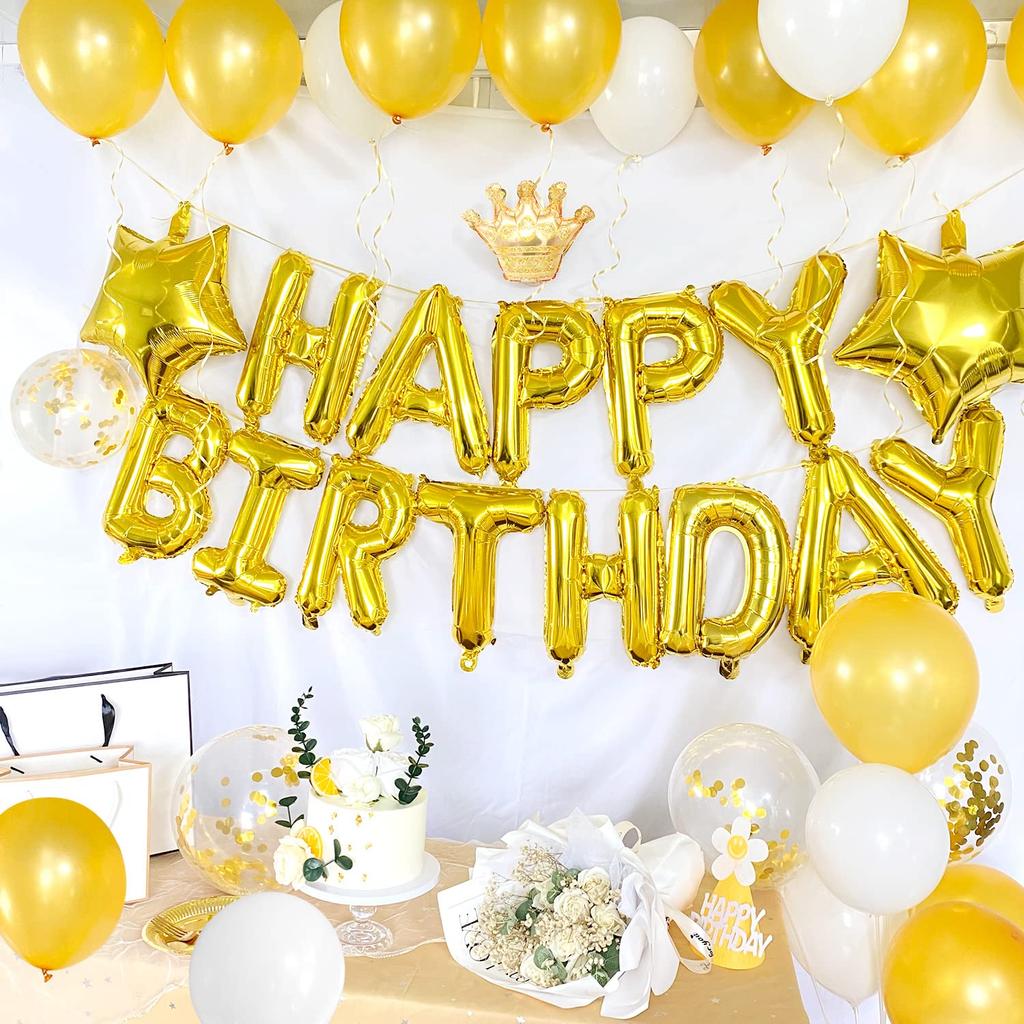 Iysoll Birthday Balloon Decoration Set Gold Happy Birthday Garland Confetti Balloons Party Celebration Unisex