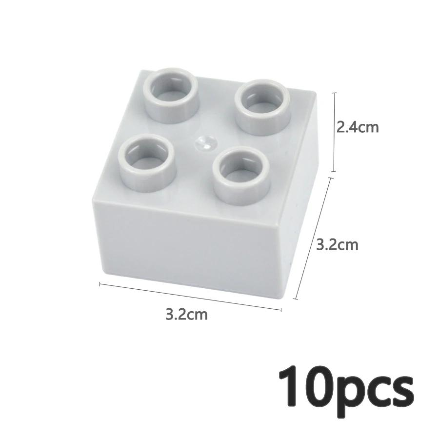 10Pcs 2X2 Dot Big Size Colorful Building Blocks Large Figures Thick Print Brick Toys Educational for Kid Compatible with Duploes