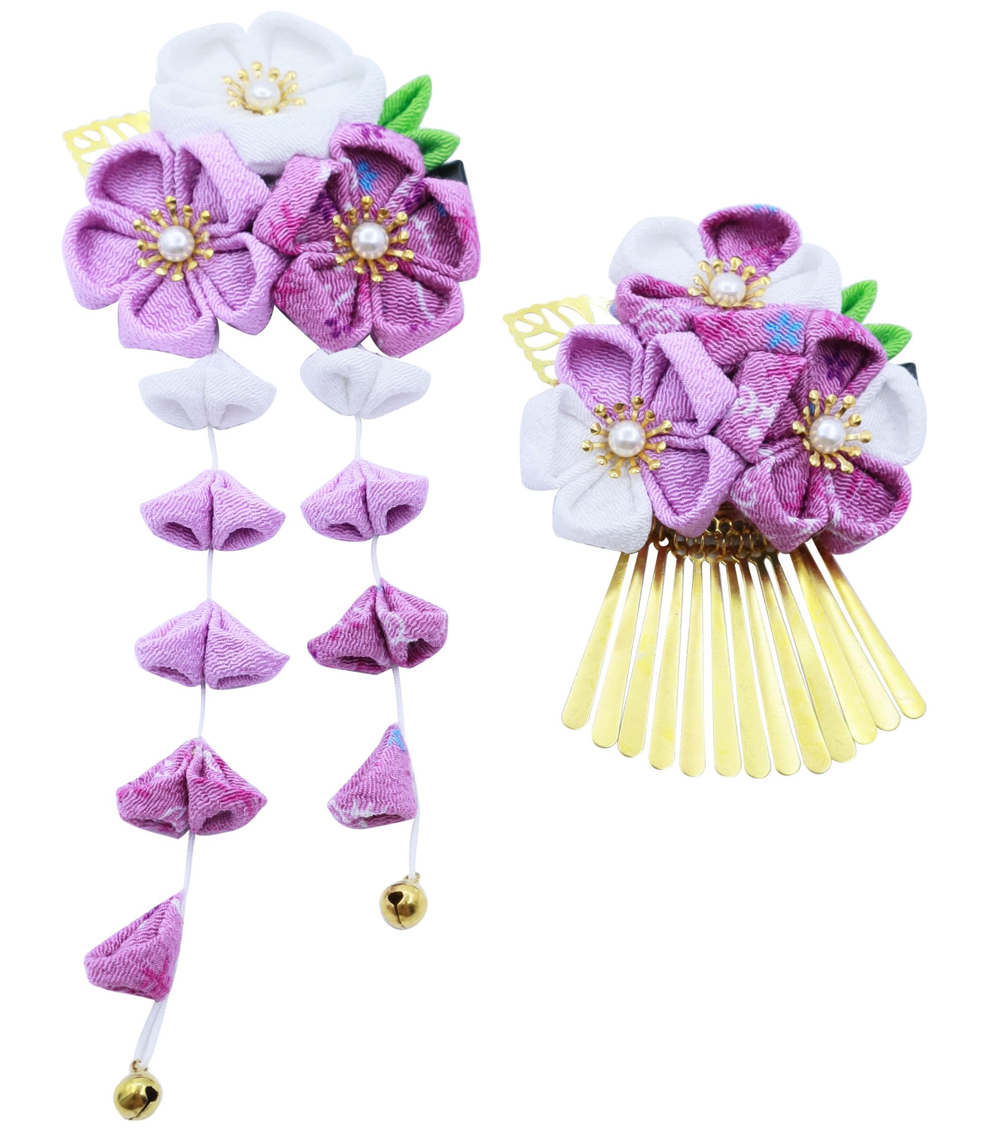 [JZOON] Hair Ornament for Shichi-Go-San (7-5-3 Festival), Tsumami-zaiku (traditional Japanese fabric flower craft), Graduation Ceremony, Wedding,