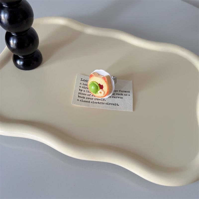 Cute 3D Food Dessert Shaped Resin Rings Adjustable Size Cartoon Design For Girls Daily Wear Party Cosplay Gifts