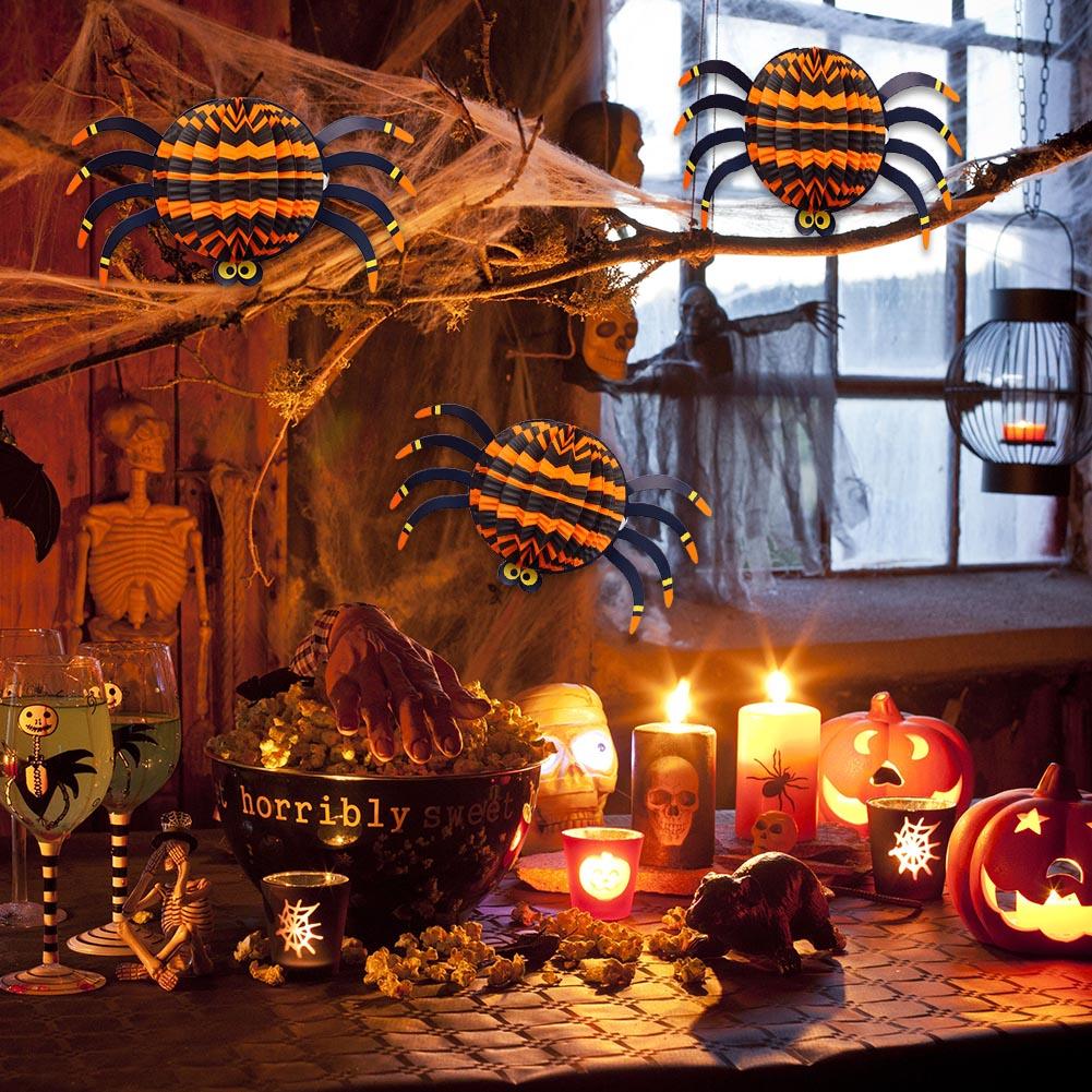 Halloween Hängedeko Geist Hexe Spinne Kürbis Papierlaternen DIY Halloween Hänge-Bastelarbeiten Halloween Veranda Deckenhänger