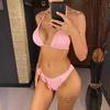 3D Flowers Halter Wrinkled Brazilian Bikini Women Swimwear Female Swimsuit Two-pieces Bikini Set Bather Bathing Suit Swim
