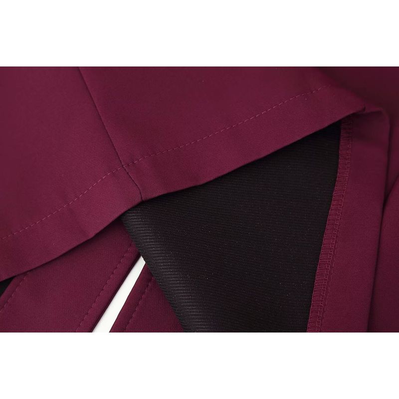 Kaslead New Women Clothes Western Style Fashion Simple Round Neck Single-Breasted Belt Decoration Dress