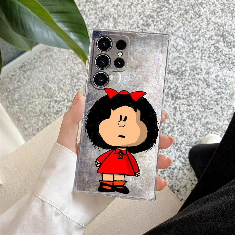 Mafalda Cartoon Girl Transparent Case For Samsung Galaxy S26 S25 Ultra S24 S22 S26 Plus S20 S23 S21 S25 FE 5G Clear Back Cover