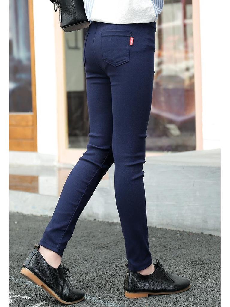 2022 Girls' Elastic Pencil Pants, Ages 3-12, Spring/Autumn Skinny Long Pants