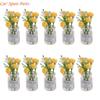 Y4UA Miniature Potted Flowers Ornament Car Dashboard Center Console Mount Greenery Decoration Glow Small Figurines Decors