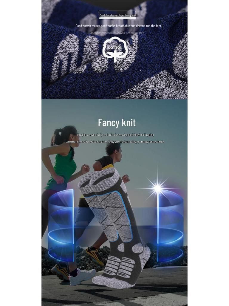 Men's Two Wolves Ski Socks - Thick, Warm, Odor-Resistant, Breathable, Sweat-Absorbent, Towel Bottom, Mountaineering Long Socks