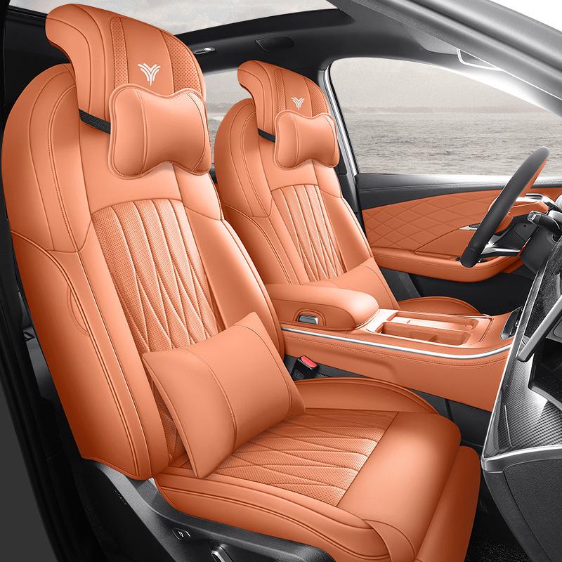 Nezha L Universal Full Leather Car Seat Cushion - Perforated, Full Surround, All-Season Cover.