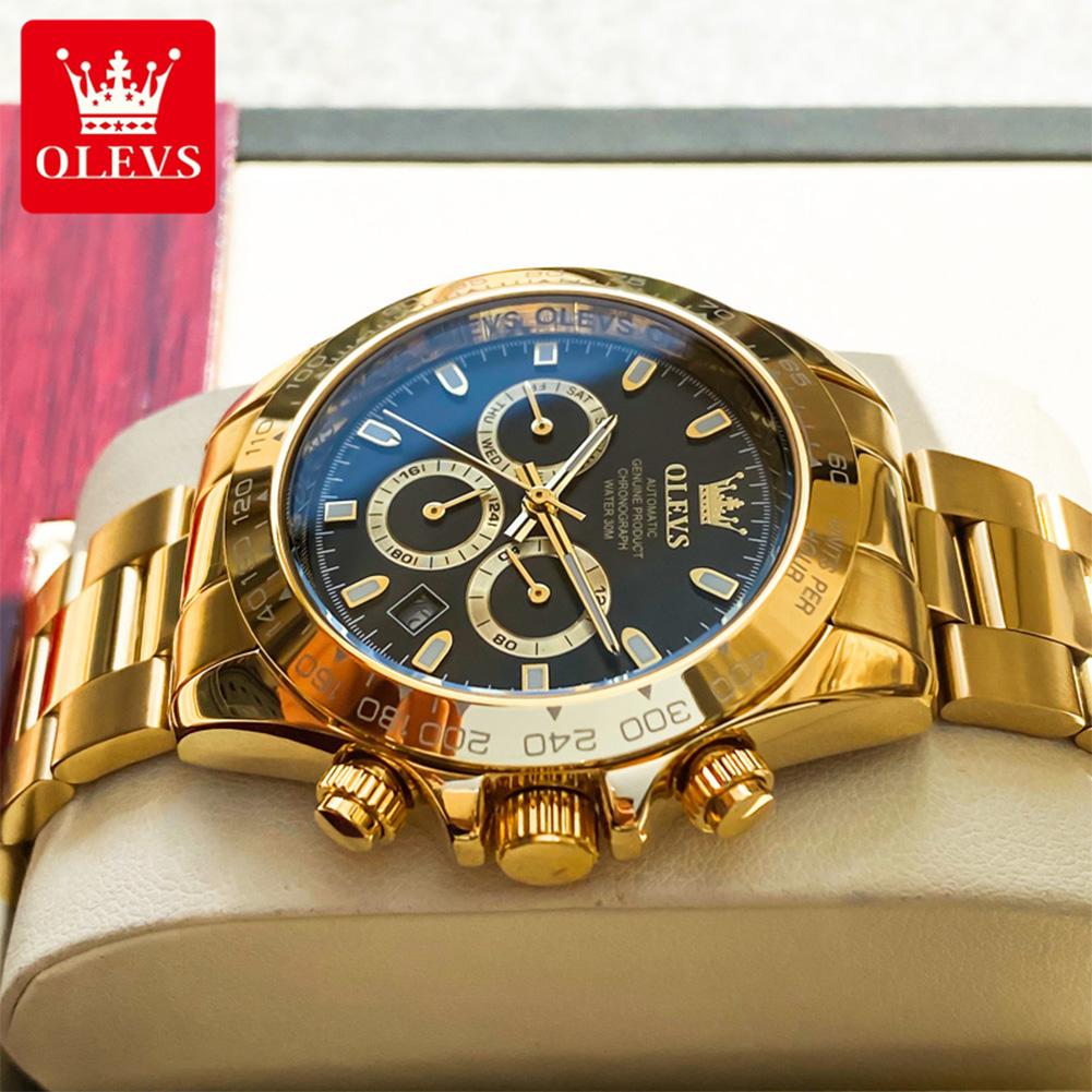 OLEVS Automatic Watches for Man Luxury Brand Original Waterproof Luminous Chronograph Stainless Steel Men Mechanical Watch 6638