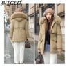 BITCED Women's Winter Slimming Down Jacket with Fashionable Fleece Lining and Thick Fur Trim