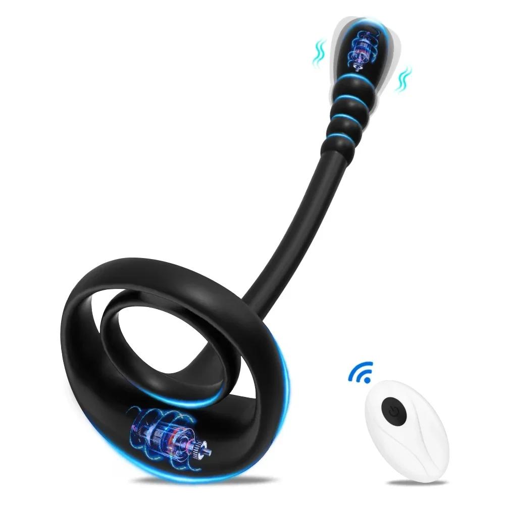 Cockring Prostata Vibrator Sexspielzeug für Männer APP Drahtlos 10 Modi Hodenmassage Anal Butt Plug Penisring Männlicher Masturbator 18