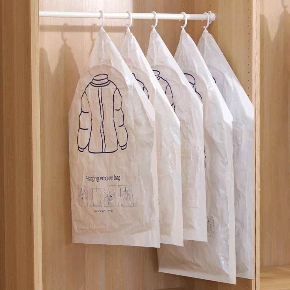 Transparent Hanging Vacuum Storage Bags Hang Hook Clothing Dustproof Cover Clothes