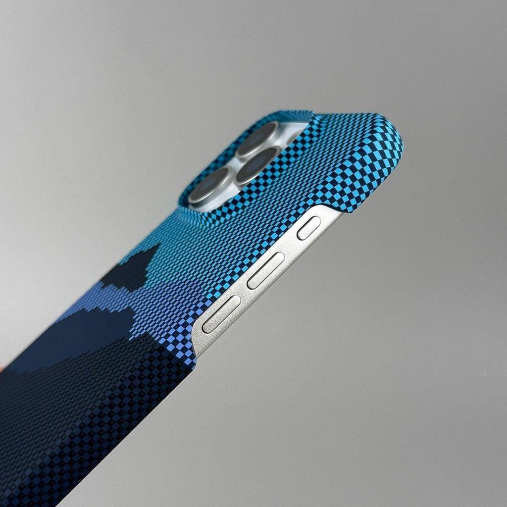 Kevlar Magnetic Case for iPhone 17 Pro Max - Sunset Mountains Design, Thin, Lightweight, Anti-drop