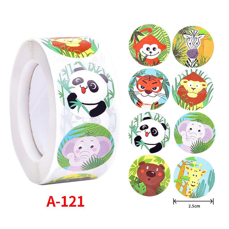 500Pcs Children's Cartoon Animal Stickers Baby Stickers Kindergarten Inspirational Little Red Flower Reward Roll Stickers