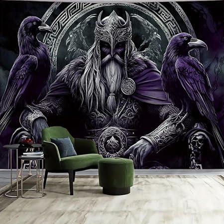 Tapestry Norwegian Viking Warrior Odin 75x100