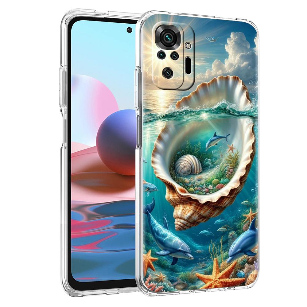 

Transparent Phone Case for Redmi 14C 13C 10C 10 9 Note 13 12 11 K50 K40 Plus Pro 4G 5G Soft TPU Cover Ocean Life Theme Pattern for Redmi 14C