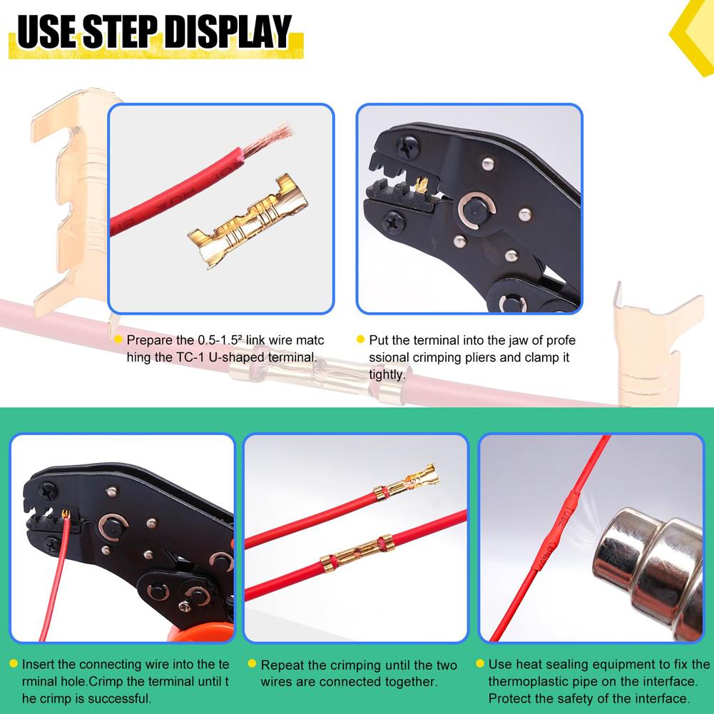 100/200Pcs Tab Cold Inserts Terminals 453 U-Shaped 0.3-1.5mm2 Wire Connector Terminals Pressing Button Quick Connect Terminal