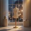 Male Dress Form OneThird Scale Padded Torso Mannequin Marked Guide Rings Sewing