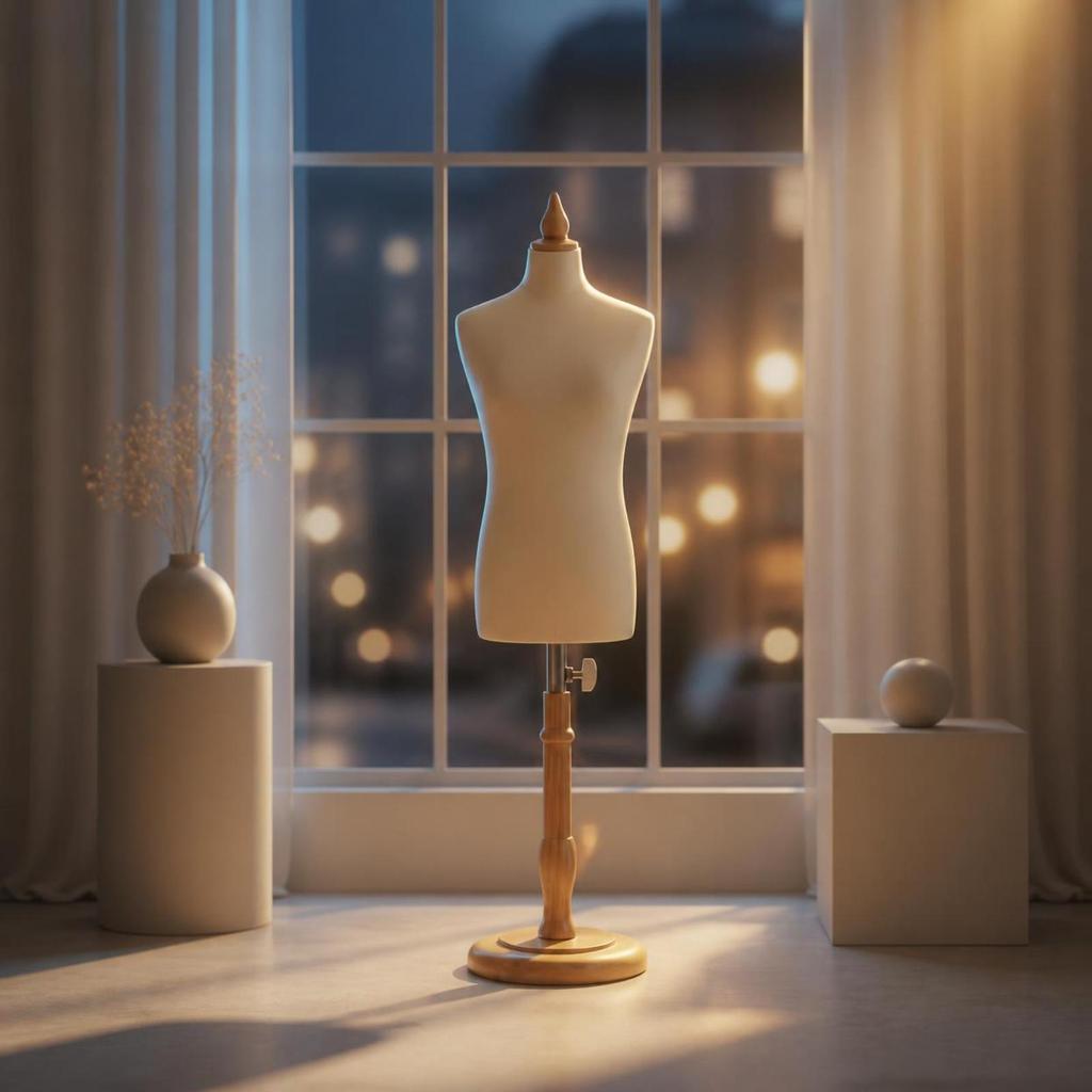 Male Dress Form OneThird Scale Padded Torso Mannequin Marked Guide Rings Sewing