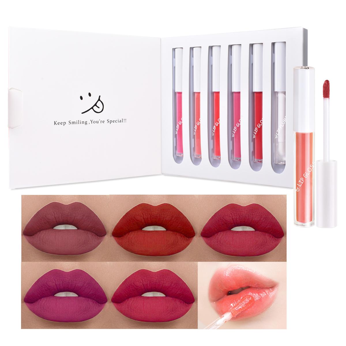 

LAMUSELAND, 6 шт./компл., матовая жидкая губная помада Keep Smile, долговечные водонепроницаемые блески для губ и пухлое масло для губ, макияж для губ 1,5 г