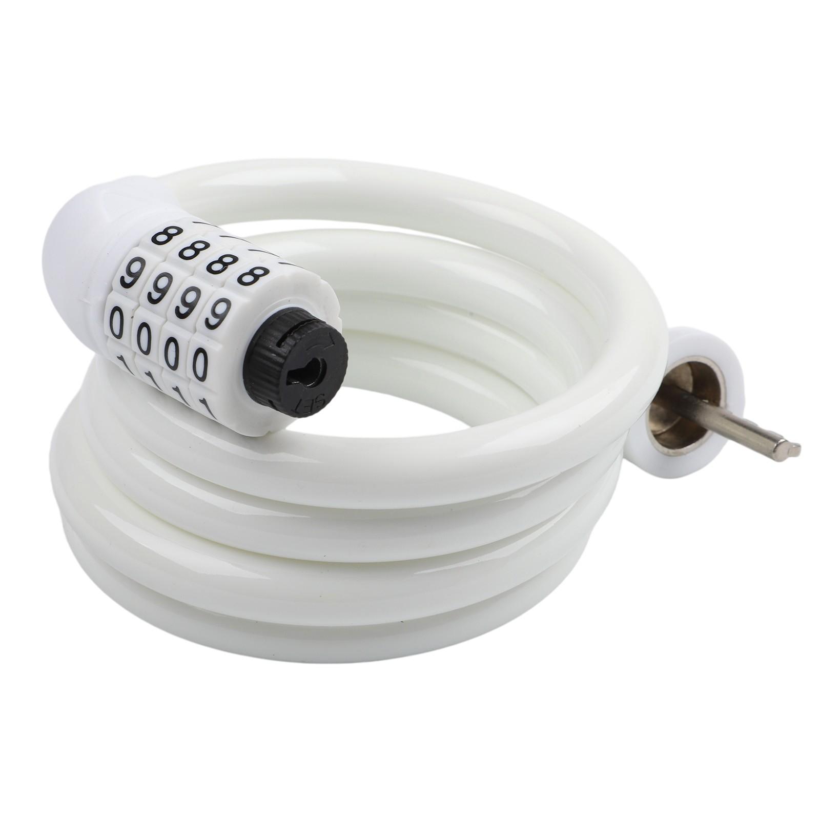 

4-digit Combination Bike Cable Lock 10000 Possible Codes білий