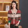 Autumn and Winter New Knitted Cardigan Women's Color Matching Fashion Bottoming Shirt Lazy Wind Sweater Jacket Top Women