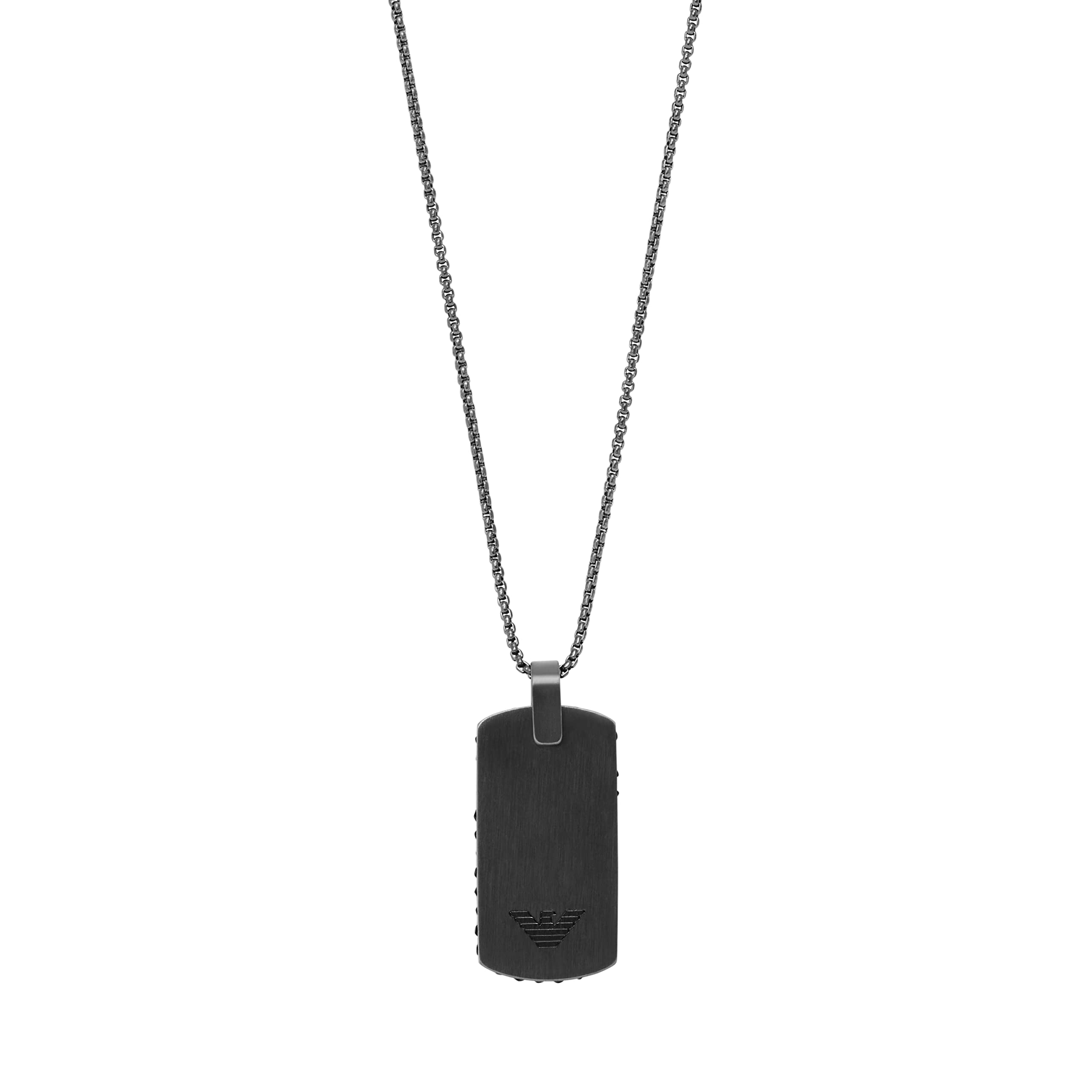 

Emporio Armani Stainless Steel Dog Tag Necklace Gray-Tone