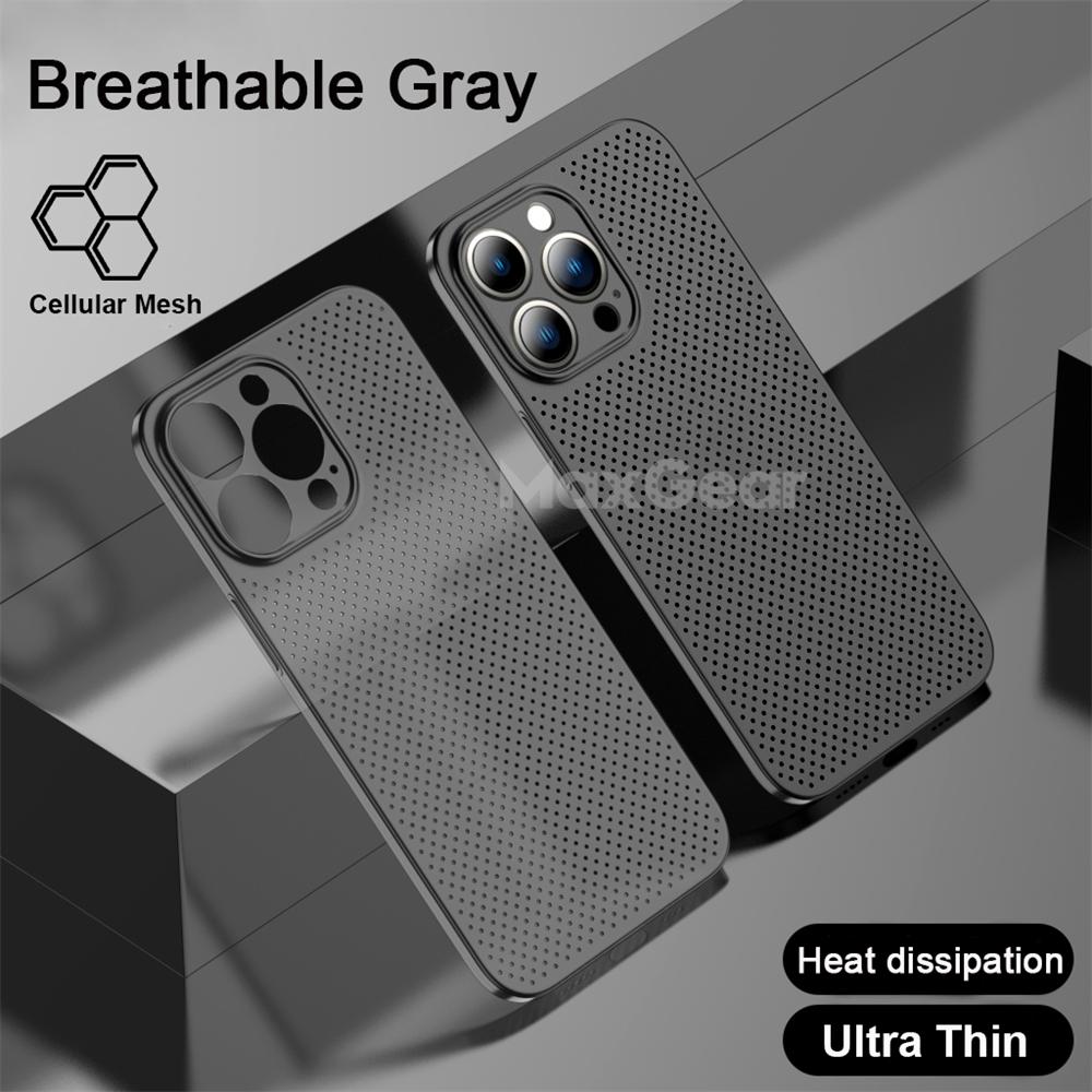 

Ultra-Thin Cooling Mesh Heat Dissipation Case For iPhone 14 Plus 13 12 11 Pro Max Breathable Matte Slim Hard Shockproof Cover For iPhone 13