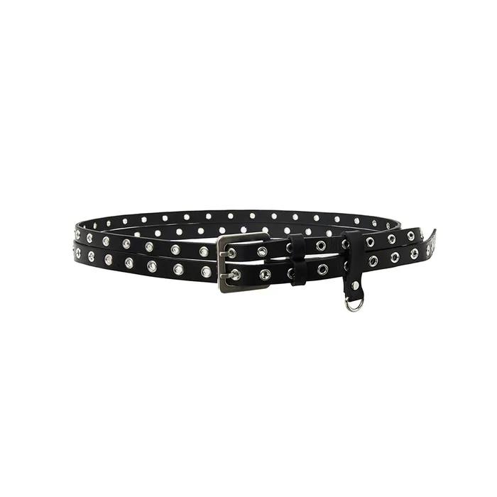 Double Layer Eyelet Belt Black