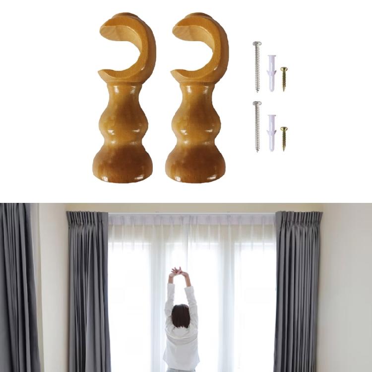 Soportes de Barra de Cortina de Madera de Alta Resistencia Color Madera Neutro Par de Soportes para Cortinas Diseños de Base Redonda Soportes para Barra de 28 mm