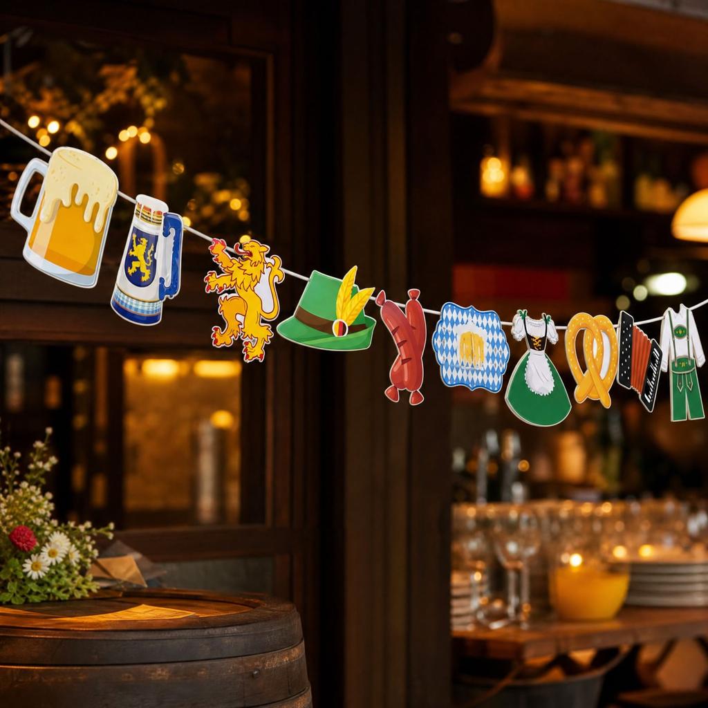 Festival Party Bunting Garland - 11 Pack Themed Party Flags for Party Decorations