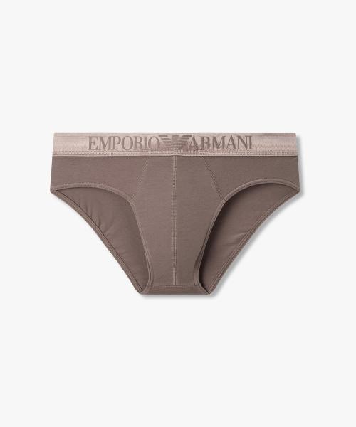 

[Emporio Armani Underwear] Мужские хлопковые трусы-слипы с глянцевой резинкой 0816111043 [Отправка из Кореи] 100% Оригинал Chocolate - S