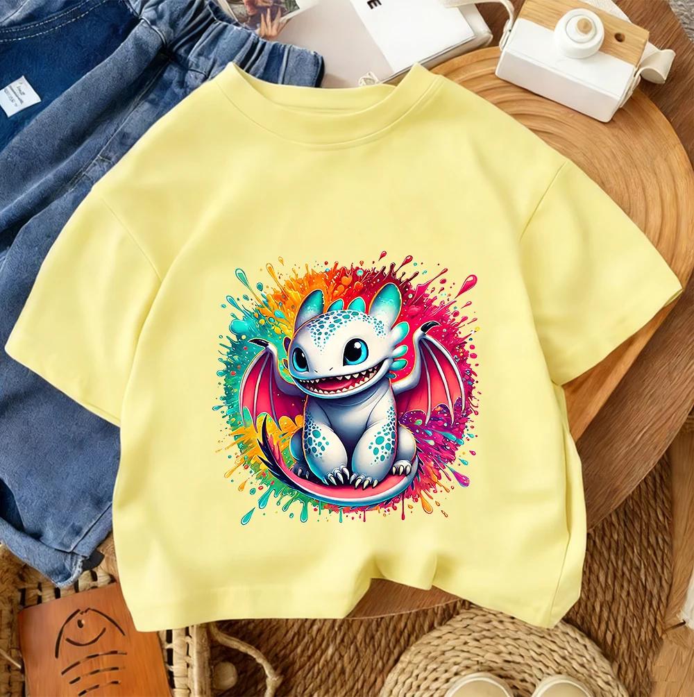 Toothless Kids Short Sleeve T Shirt Boys Girls Dragon Cartoon Polyester Summer Casual Top