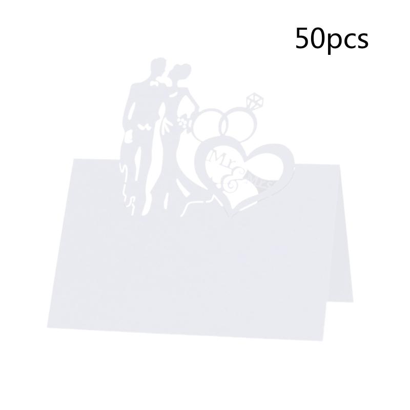 50 Pcs/set Cards MR MRS Style Wedding La-ser Cut Decor Table Cards Place Setting Name Card for Wedding Engagement Party