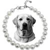 Big Pearl Beaded Dog Collar with Strong Steel Wire Rope, Female Pearl Collars for Large Breed Dogs, White Necklace with Adjustable Chain for Girl