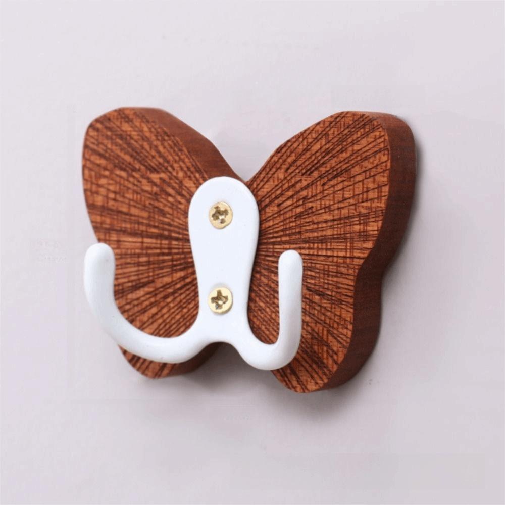 Butterfly Design Self-adhesive Coat Hanger Double Hook Hanging Key Holder Home Decoration