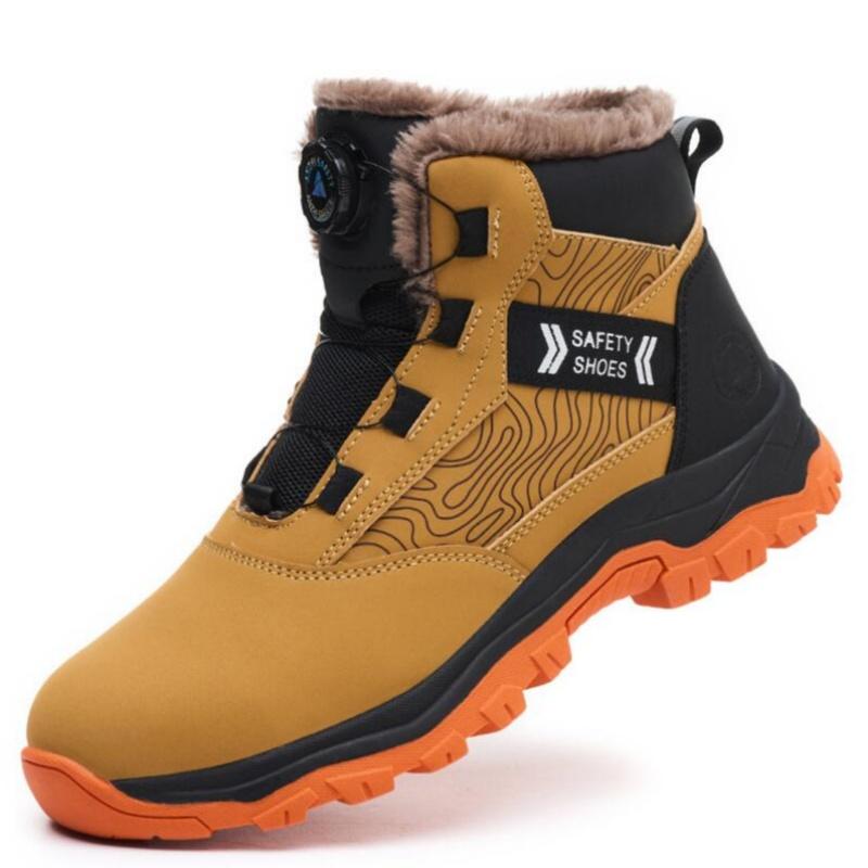 Fashion Leather Waterproof Men Work Safety Boots Anti Nail Anti Slip Wear-Resistant Indestructib Labor Protection Shoes Sneakers