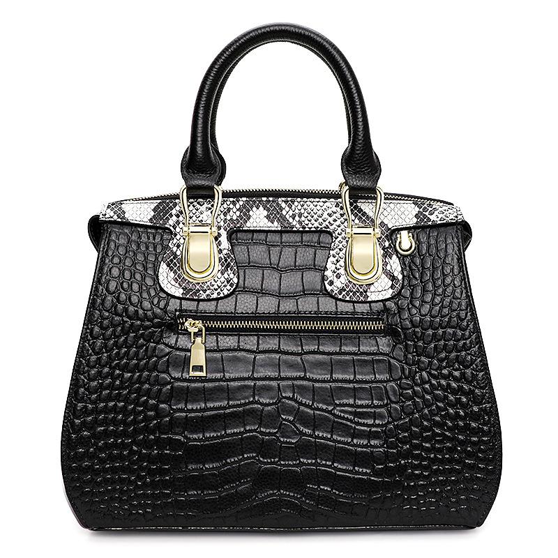 High-end Crocodile Pattern Genuine Leather Fashion Crossbody Bag New Large Capacity Women's Handbag Cowhide Bag