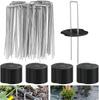 100Pcs U-shaped Ground Pegs with Buffer Washers Garden Pegs for Securing Weed Landscape Fabric Netting Garden Lawn Accessories
